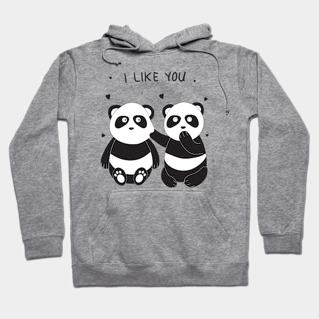 Panda Couple I Love You Hoodie by Mako Design 